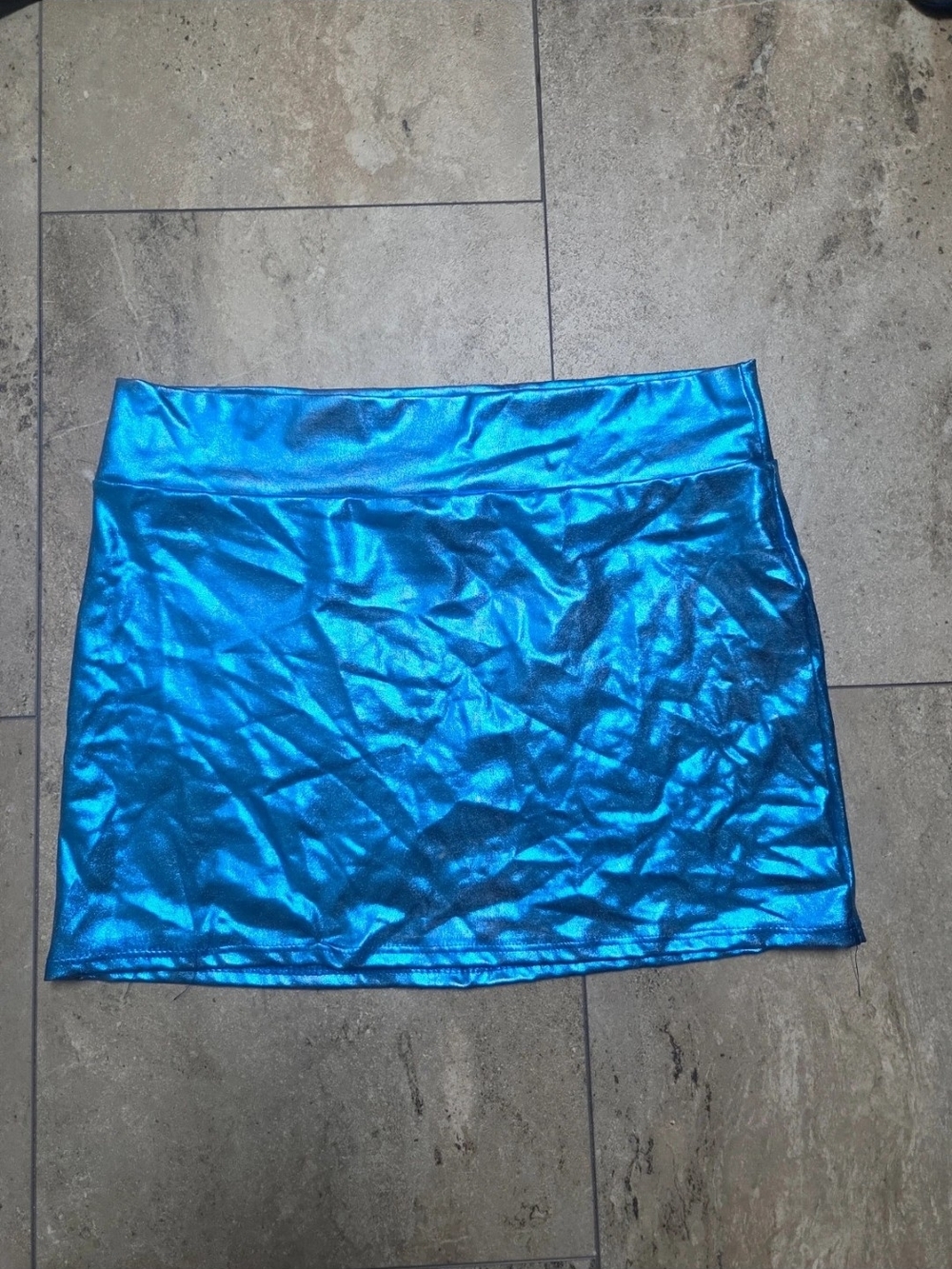 - Fashion Nova Shimmering Electric Blue Mini Skirt